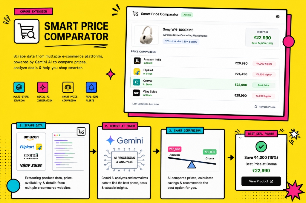 AI Price Comparator — Chrome extension using Gemini AI to compare prices across e-commerce stores